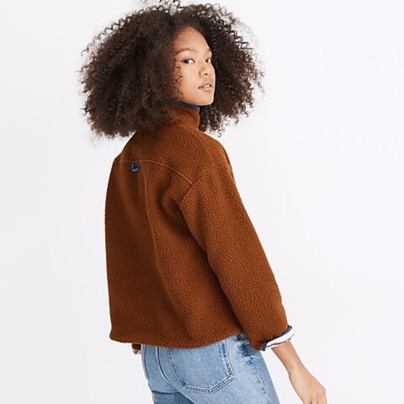 Teddy Zip Up Pullover with Quilted Pockets - Picture 4 of 7